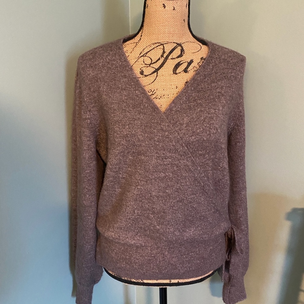 LOFT V-Neck wrap sweater - mushroom brown